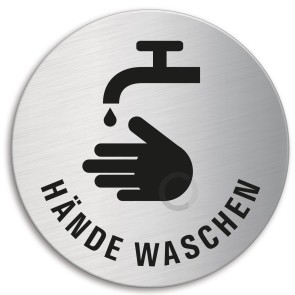 Händewaschen Edelstahlschild 39247